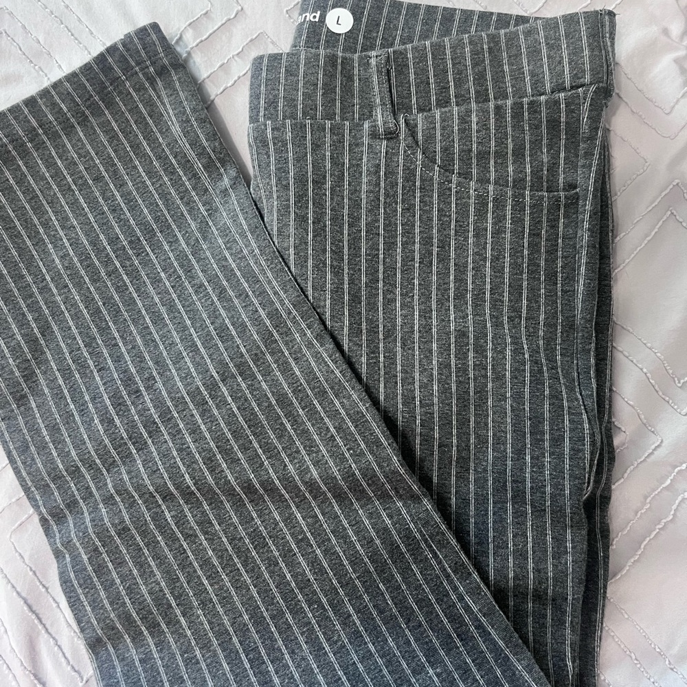 Betabrand Classic Dress Pant Yoga - Bootcut /Gray with Stripes